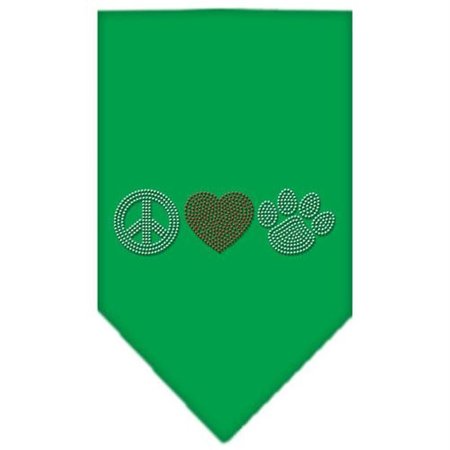 UNCONDITIONAL LOVE Peace Love Paw Rhinestone Bandana Emerald Green Small UN760752